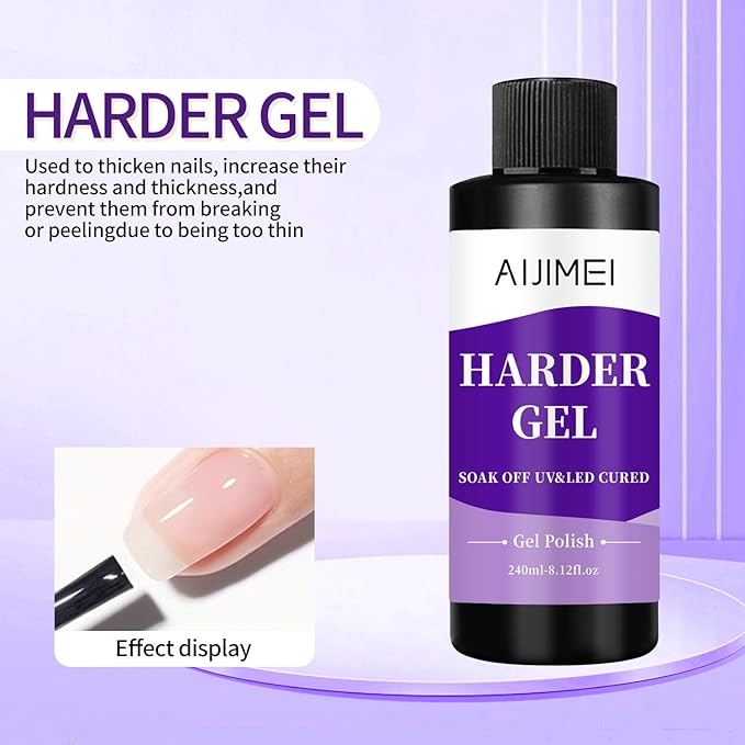 Harder Gel Builder Gel Nail Builder Strengthener for Art Versatile Use for All Nail Types, Fast Drying Gel Extension 8 Fl Oz