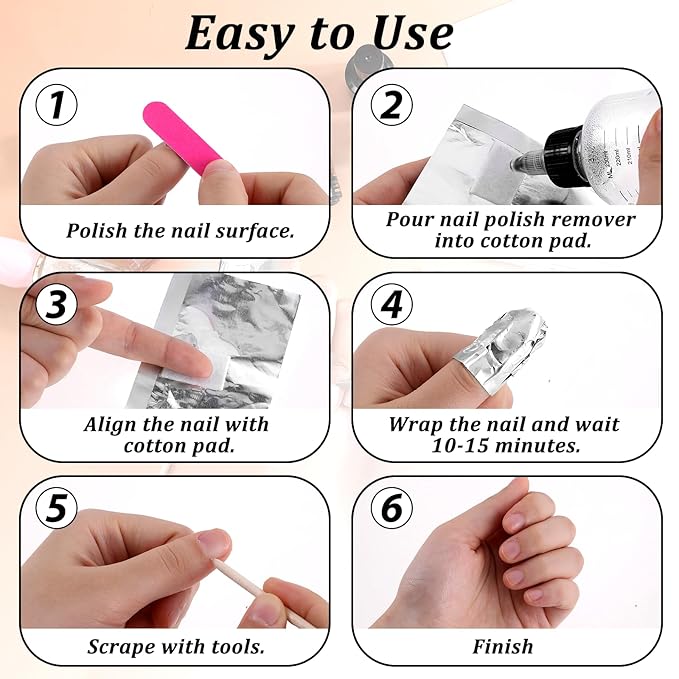 Giantree 200 Pcs Nail Foil, Nail Polish Remover Gel Nail Foil Wraps for Nails, Soak Off Foils Cotton Pads Gel Polish Remover for Soak off Gel Polish Removing at Home(200PCS)