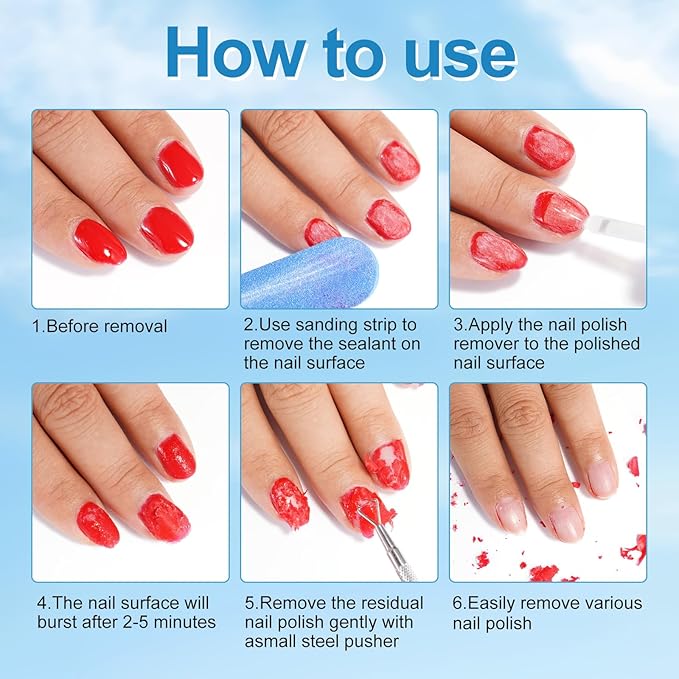 Gel Nail Polish Remover, (2pcs) Gel Polish Remover for Nails, No Need for Foil, Quick & Easy Polish Remover In 3-5 Minutes, No Need Soaking Or Wrapping-15ml