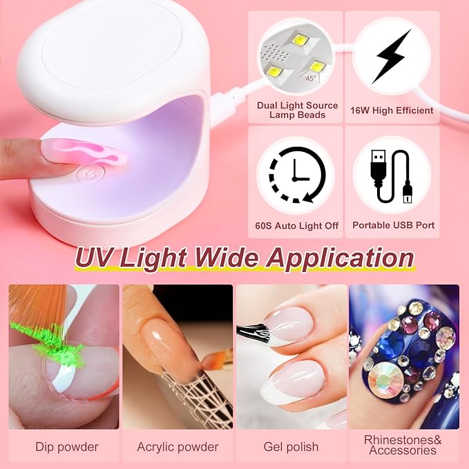 Major Dijit Gel Nail Kit - Beginner Gel Nail Set with Nail Drill, 0.5oz 4-in-1 Nail Glue, 500PCS Long Coffin Nail Tips, UV Lamp for Nail Extension & Art nail