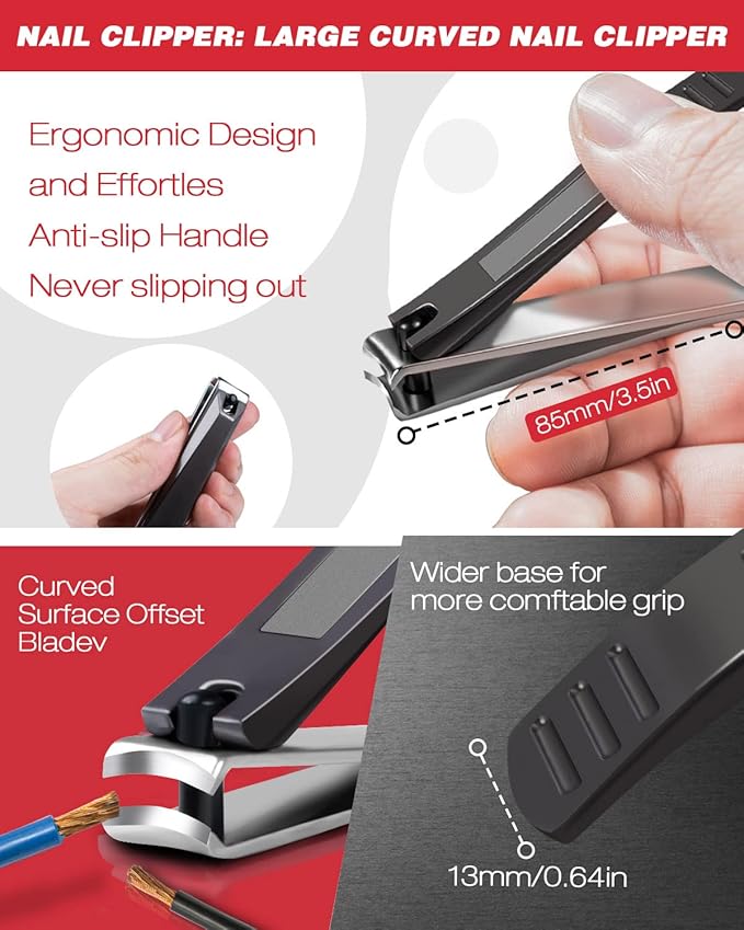Professional Nail Clippers for Thick Nail, 7 in 1 Set Super Sharp Podiatrist Toenail Clippers, Stainless Steel Ingrown Toenail Pedicure Clipper Cutters for Manicure, Men, Women, Seniors