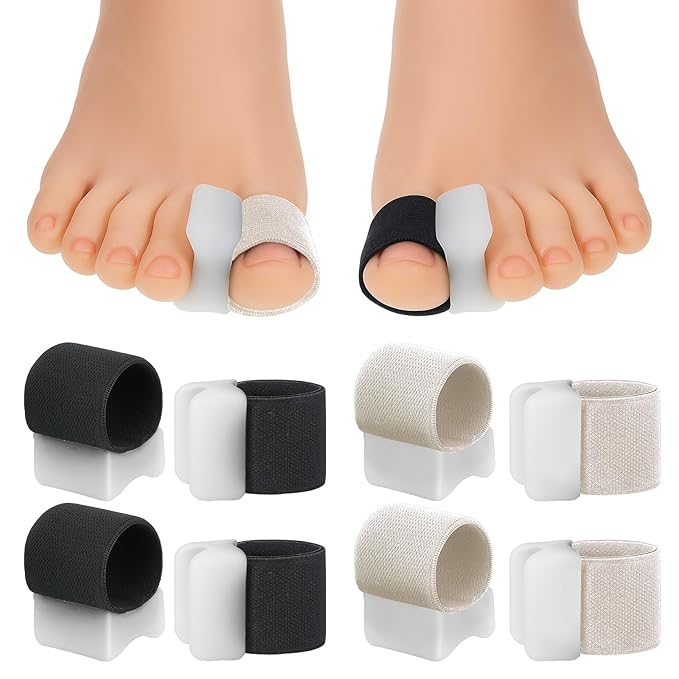 8 Pack Toe Separators for Women Toe Separators for Pedicure Overlapping Toes Separator for Men Correct Toes with Elastic Band