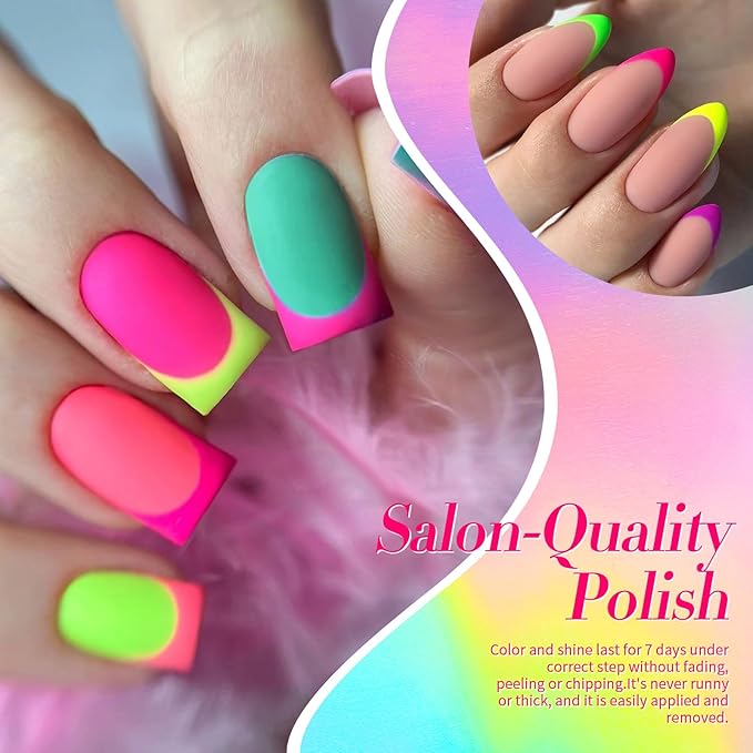 Born Pretty Neon Nail Polish Set, 15 Colors Halloween Nail Polish Quick Dry Nail Polish Kit Hot Pink Yellow Green Blue Nail Lacquer Glossy Nail Polish Manicure Set for DIY Nail Art Salon Home Gift