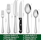 24-Piece Silverware Set with Steak Knives, Flatware Set Service - Image 2