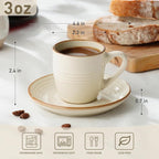 famiware 3oz Espresso Cups and Saucers, Stoneware Demitasse Cup - Image 5