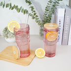 ANOTION Glass Cups with Lids and Straws, 24oz Pink Glass Tumbler Travel Coffee - Image 7