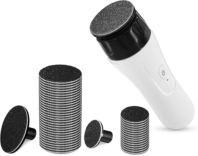 Electric Foot Callus Remover Rechargeable, High Speed Foot Sander, Powerful Portable Electric Foot File Pedicure Tools for Women Men Dead, Hard Cracked Dry Skin (White)
