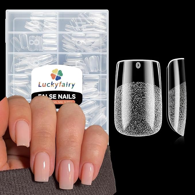 Short Square Nail Tips Matte Short Square Gel Tips 504pcs Clear Nails Full Cover Acrylic False Nails Tips for Gel Nail Extensions 12 Sizes Saving Gelly Tips, Luckyfairy