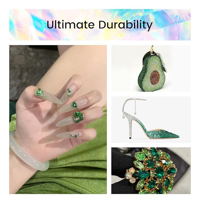 Novani Rhinestones 1440pcs SS20 Glass Rhinestones Crystal Flatback Gemstones for Crafts Nails Makeup Bags and Shoes Decoration（SS20, Light Green）