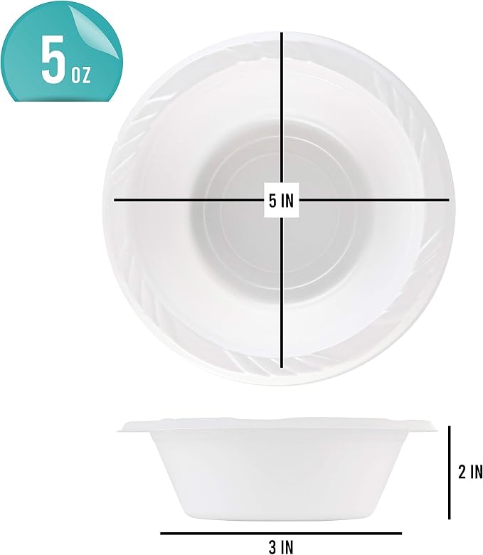 400 Count Disposable 5 ounce White Plastic Dessert Bowls - Image 2