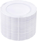 DaYammi 60PCS White and Silver Plastic Plates, Heavy Duty White and Silver by DaYammiwillaccompanyyou