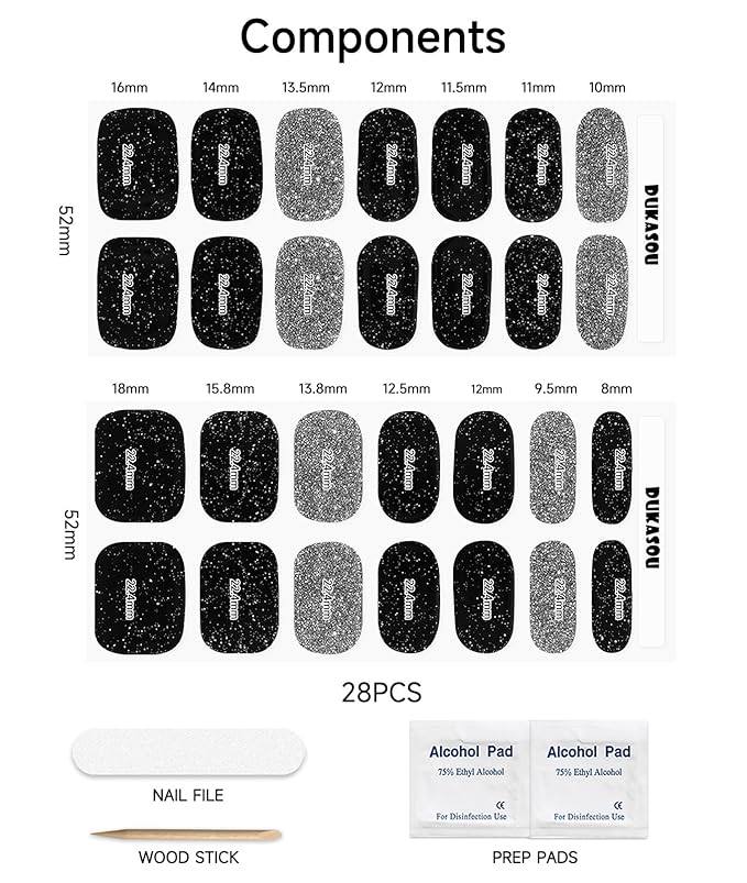 Semi Cured Gel Nail Strips (Dancing Queen), 28 pcs UV Gel Nail Stickers for Women Work with Any UV Lamps, Salon Quality Nails Wraps for Home DIY Nails Art