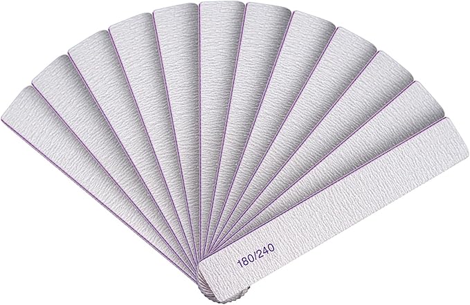 Nail File, Professional 180/240 Grit Double Sided Emery Boards for Natural Nails Fingernail Toenail File Kit (12 Pcs 180/240 Grit)