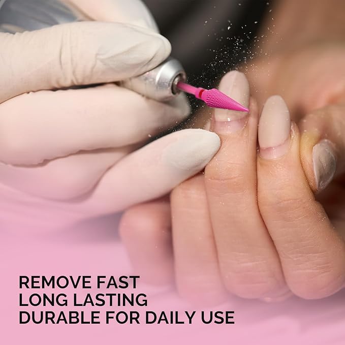 MelodySusie Professional Tapered Nib Nail Drill Bit, 3/32'' Carbide Tungsten Multi-function Bit, Suitable for Manicure Pedicure Cuticle Gel Polishing, Technicians Bit, Series Bit-M, Pink Blossom, F