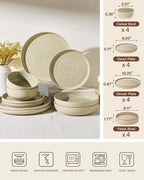 Stoneware Dinnerware Set with Pasta Bowls, Service - Image 7