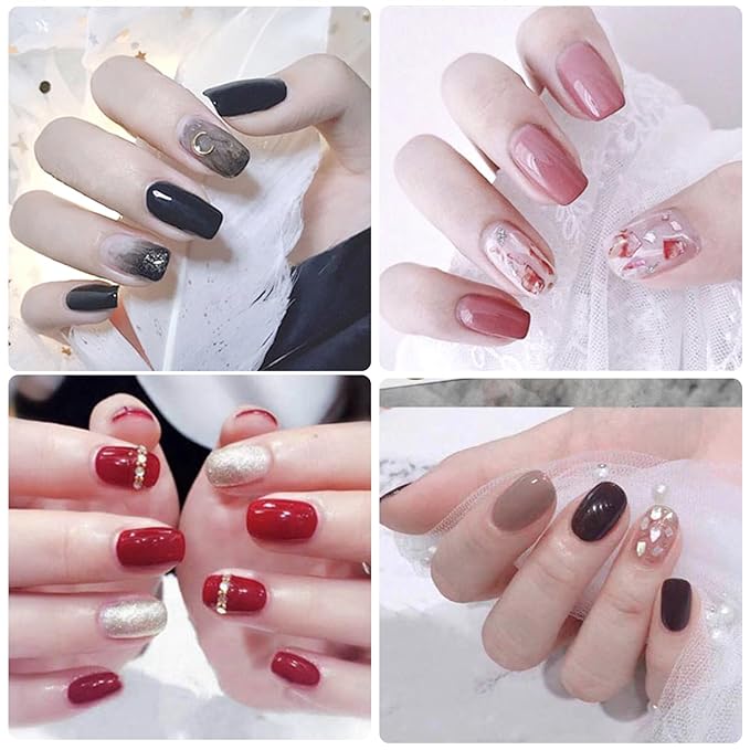 WOKOTO 20 Sheets Cute Colorful Nail Polish Stickers Stick On Nail Polish Strips For Nails Art Polish Stickers With Nail File Gel Nail Wraps Strips Stickers Mix-Design Nail Gel Stickers For Women