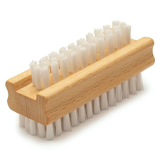 Konex Non-Slip Wooden Two-sided Hand and Nail Brush. Fingernail Brush for Nail Cleaning and Scrubbing. Heavy duty Stiff Nail Brush for Travel. Mechanic hand scrub brush with molded grip.
