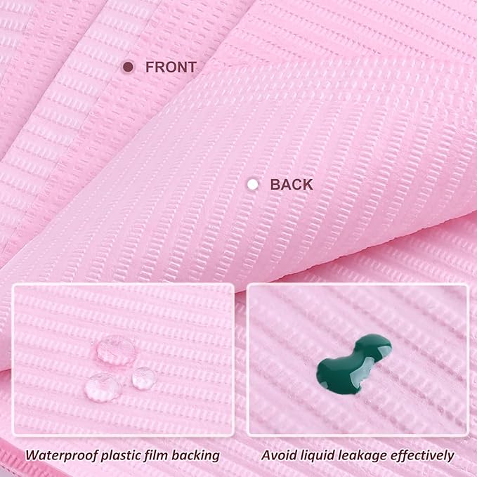 125Pcs Pink Disposable Table Mats for Nail Art 3 Ply Foldable Waterproof Dental Bibs Tattoo Sheets Nail Practice Table Cover for Medical Supplies Manicure Salon Pads