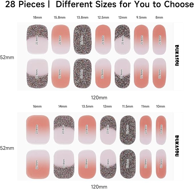 Semi Cured Gel Nail Strips | 28 pcs Gel Nails Strips Work with Any UV Lamps, Long Lasting UV Nail Stickers for Women DIY Nails Wraps(Bean Red)
