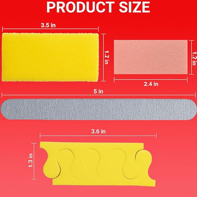 Disposable 4-Piece Pedicure Kit, 200 Count – Individually Wrapped Spa Set with Yellow Pumice, White 80/100 Grit Nail File, Orange Buffer, Toe Separators – Nail Care for Salon & Home Use