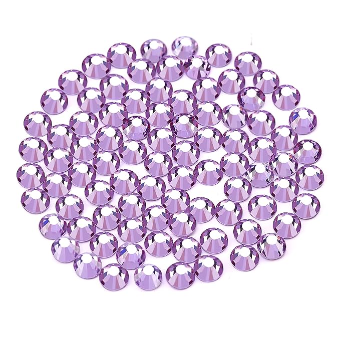 Novani Crystal Rhinestones, Flatback Loose Gemstones 1440pcs Glass Rhinestones for Clothes Shoes Crafts Makeup Nail Art and DIY Decorations(SS16, Lavender)