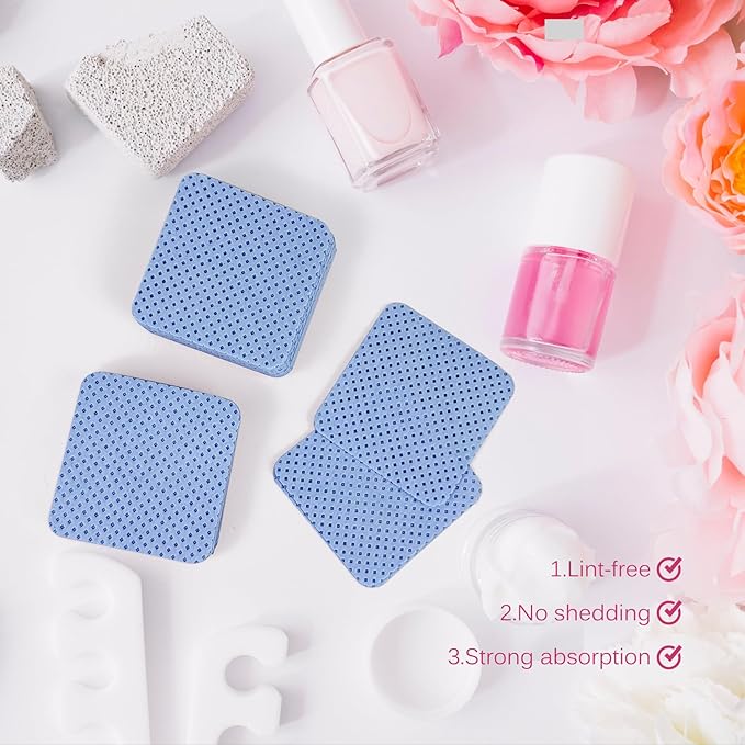 600 Pcs Lint Free Nail Wipes, Non-Woven Nail Polish Remover Pads Nail Polish Wipes for Nail Polish Removal Eyelash Extensions DIY Nail Art Supplies (Blue)