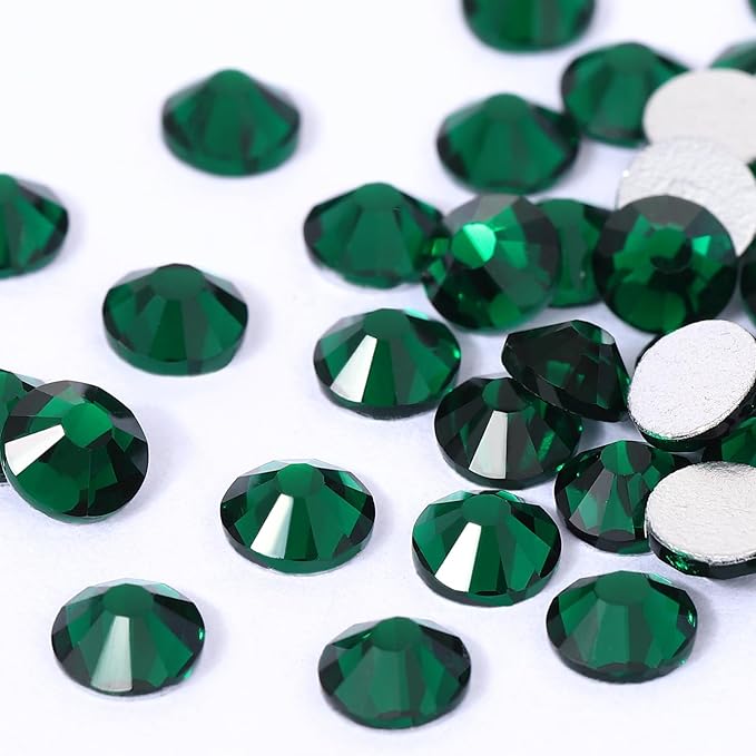 Emerald Rhinestones Flatback Rhinestone for Crafts Glass Nail Rhinestones Nail Gems Crystals for Makeup Bags Shoes Decoration DIY(SS8,1440pcs,Emerald)