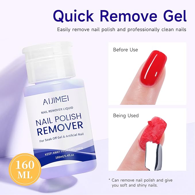 AIJIMEI 160ml Nail Polish Remover Portable Nail Polish Remover for Nail Art Easy to Handle Residual Nail Oil for Daily Nail Polish Remover Helper