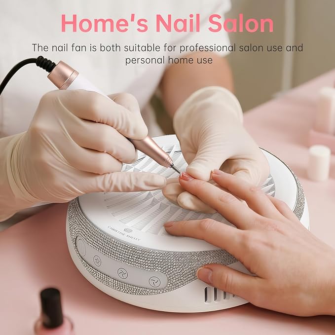 Nail Dust Collector, Cordless Dust Collector Nail Tech, Powerful Vacuum Fan Vent Dust Collector Extractor Dust Suction Machine for Acrylic Nails Polishing, Nail Salon&Home, white