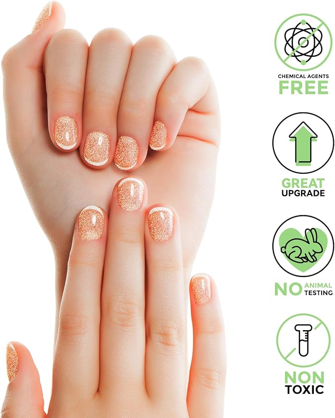 Gloss Nail Strips|Uv Free|22 Pcs,Gel Nail Stickers|Long Lasting Two Weeks and Easy to Apply&Remove|Golden Spot 1