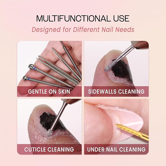 PANA 3/32" Carbide Cuticle Nail Drill Bit for Cuticle Cleaning, Dead Skin Removal, Gel Polish & Acrylic Removal, Under Nail Cleaner, Nail Salon, Manicure Tools (UNC - Silver, Medium)