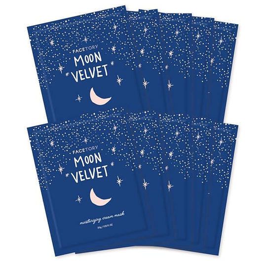 FACETORY FaceMasks Mask Skin Care – MOON VELVET Face Masks Skin Care with Sodium Hyaluronate & Shea Butter | Face Mask Spa Moisturizing Treatment (10 Pack)