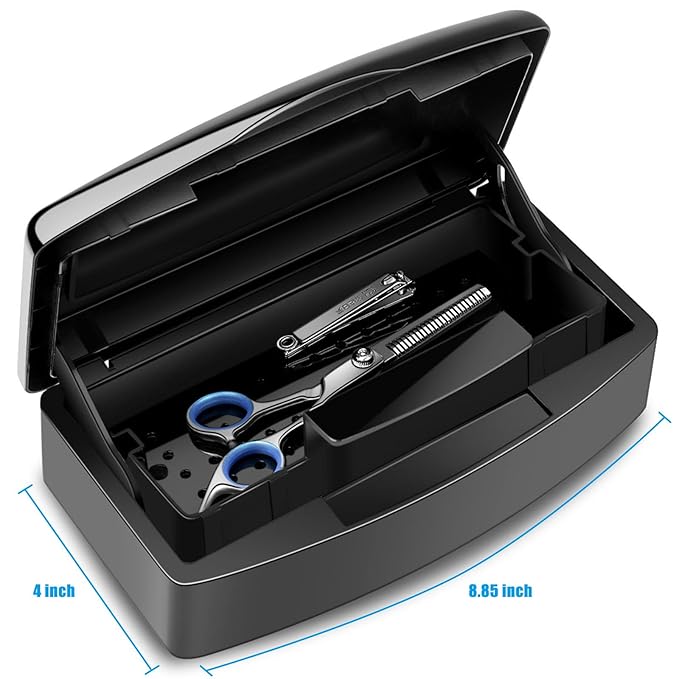 Aifeiter Nail Tool Sterilizer Box,Plastic Sterilizing Tray,The Disinfection Box for Nail Art Tools is Applicable to Nail Art Tools, Tweezers, Hair Salons, Spas and Manicure Equipment-Black