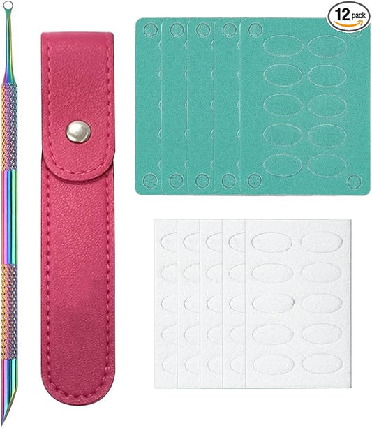 Cuticle Pusher Tool, Stainless Steel Cuticle Remover Tool, Suitable for Salon and Home Use, with 1 Rose Red Leather Storage Case,10 Sandpapers