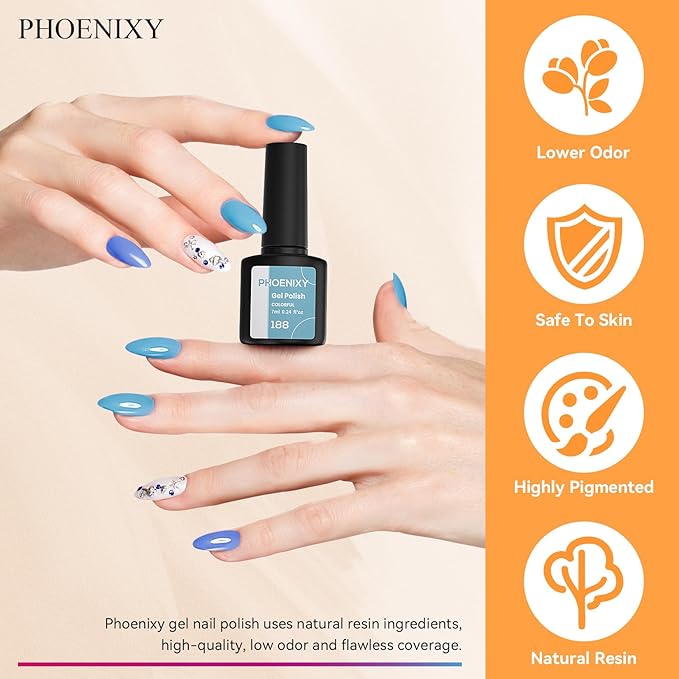 phoenixy Gel Nail Polish 25+5 PCS Nail Polish Set with Pink Tangerine Orange Pink for Women