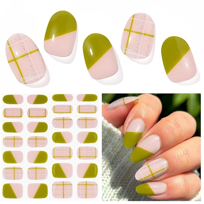 Semi Cured Gel Nail Strips, Road Wilderness | 28 pcs Gel Nail Strips Work with Any UV Lamp, Salon Quality UV Nails Stickers, Easy to Apply for Home Nails DIY