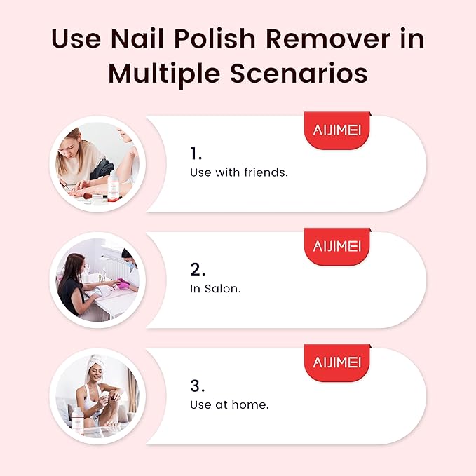 AIJIMEI Nail Polish Remover Kit, 4 Fl Oz Nail Polish Remover for Soak Off Gel Nail Polish Acrylic Nails Dipping powder Remover for Home DIY or Nail Salon