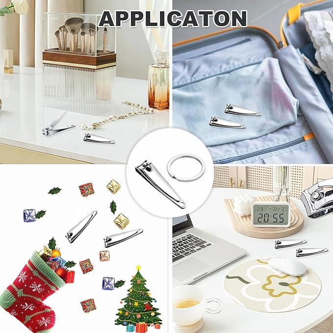 16-Piece Bulk Nail Clippers with Keychain Ring | Stainless Steel Travel Small Toenail Clippers Mini Fingernail Clippers for Men, Women, Gifts, Homeless Care Supplies