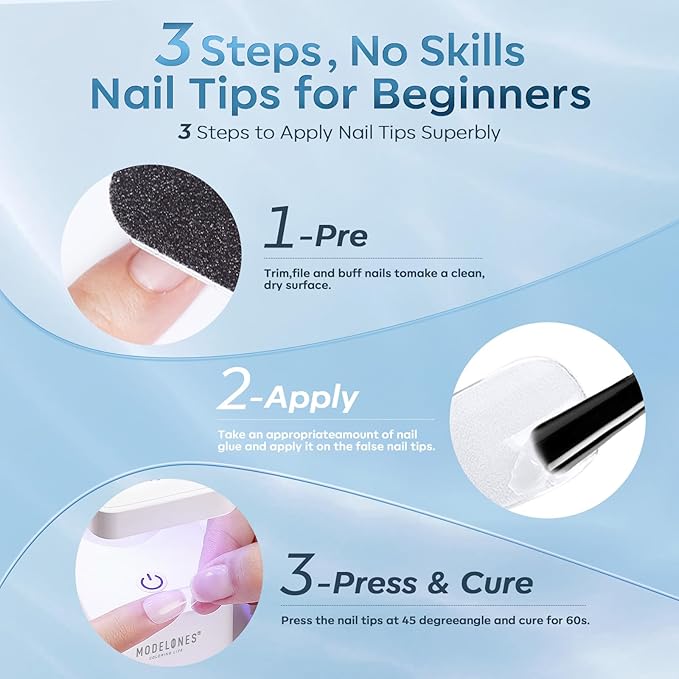 Modelones 10 in One Nail Glue Gel Base Coat Brush On Nail Polish Glue 15ml for Tips, Rhinestones, Blooming Art Gel Kit for Acrylic Tips U V Lamp Needed