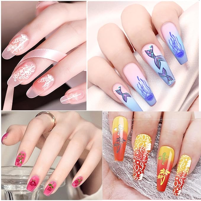 Biutee Nail Stamping Plate Set 12Pcs Nail Art Stamping Plates Nail Stamping Kit Nail Stamper Kit Flower Leaves Animal Lace Star Halloween Christmas Design Nail Stamp Plate