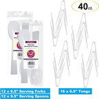 Party Essentials Plastic Party Buffet Serving Utensils Kit, Spoons/Forks/Tongs - Image 2