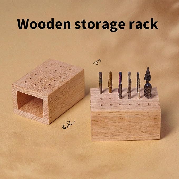 Wooden Nails Drill Grinding Bit Holder Professional Nails Polish Head Storage Display Stand Nails Drill Bits Organizers