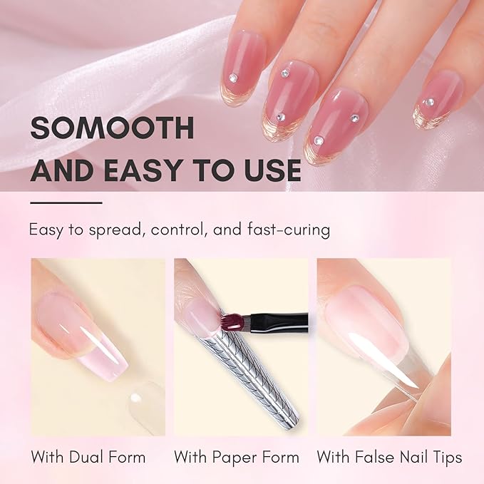 Makartt Poly Nail Gel Hema-Free 50ML Builder, Elegant Colored for Extension Strengthener 3D Diy,Resistent Hard Gel, Large Capacity Manicure Design Home Salon-Mauve Pink