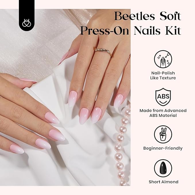 Beetles Press on Nails Kit 720Pcs 24 Colors, Press on Nails Short Almond Glossy Matte Glitter With Nail Glue & Nail Tabs Stickers, Natural Fit Lightweight Fake Nails Kit Art For Women Girls