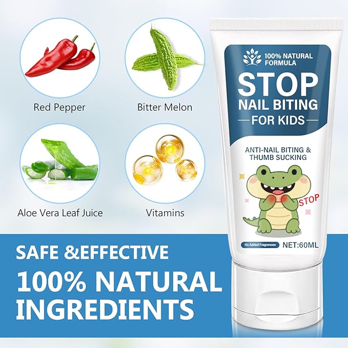 Nail Biting Prevention-Nail Biting Treatment for Kids-Anti-Nail Biting Thumb Cream for Kids-100% Natural Bitter Formula-No Additives-Protects Nails Healthy Nail Growth-Safe for Children, 2.11Fl.Oz