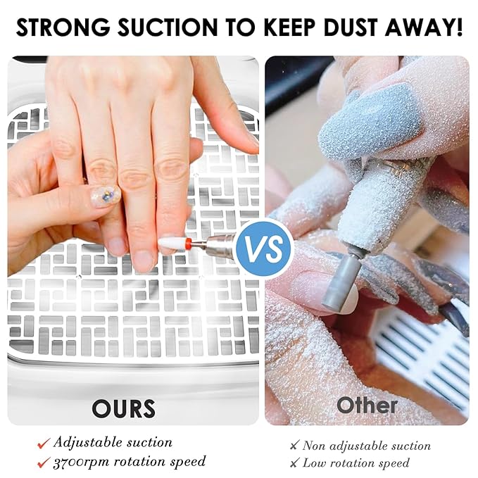 80W Nail Dust Collector with Reusable Filter for Acrylic Gel Nails, Vacuum Fan Dust Collector for Beginner, Adjustable Nail Vacuum Suction Fan for Manicure Pedicure at Salon or Home