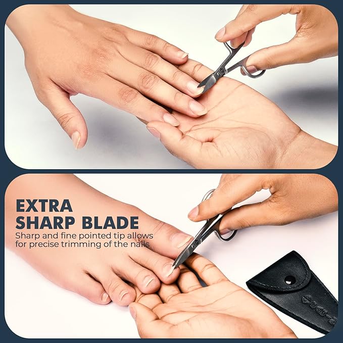 Straight Nail Scissors for Men & Women – German Quality Stainless Steel – Small Manicure Pedicure Scissors for Fingernail, Toe Nail, Eyebrows & Mustache
