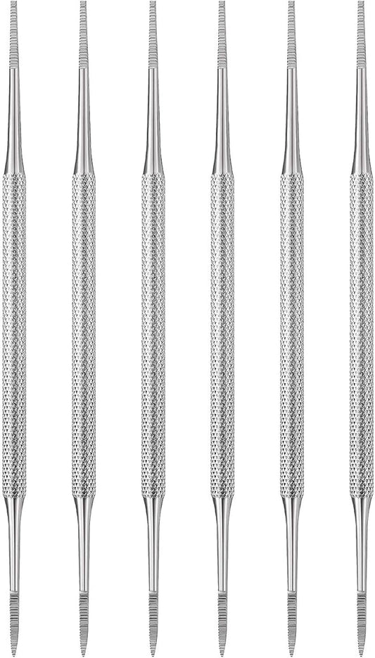 Mudder 6 Pack Ingrown Toenail Files Double Sided Toenail Lifters One Side Flat and One Side Curved Stainless Steel Manicure Treatment Removal Pedicure Tools for Feet Under Nail Cleaner