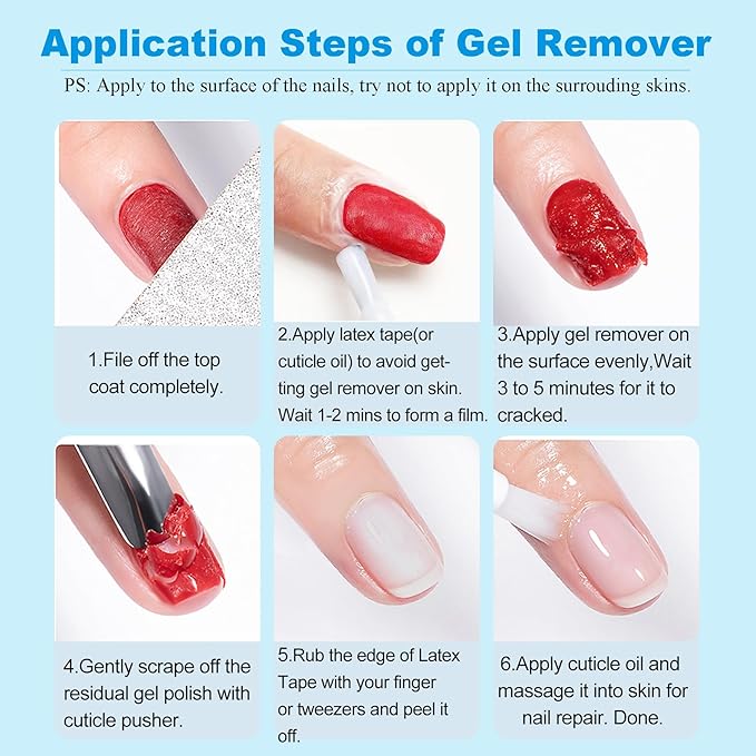 Gel Remover for Nails & Cuticle Oil for Nails,Nail Remover Quick Remove Gel Nail Polish within 3-5 mins, Nail Polish Remover removedor de esmalte gel