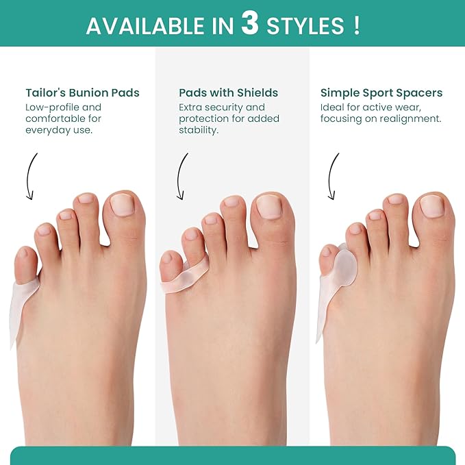 Welnove Tailor's Bunion Corrector Pads - 8 Pack Pinky Toe Protector, Bunion Corrector with Separator for Women Men, Gel Bunion Shield for Foot Pain Relief(Sport Spacers)